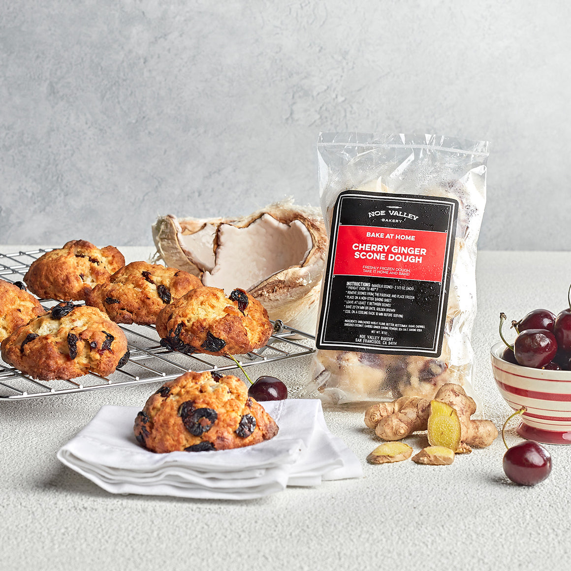 Cherry Ginger Coconut Scones (6 pieces per pack)