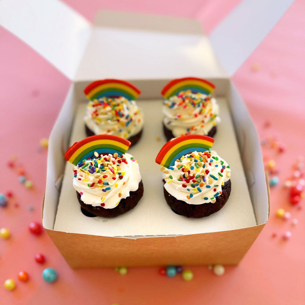 Pride Rainbow Cupcakes (Box of 4)