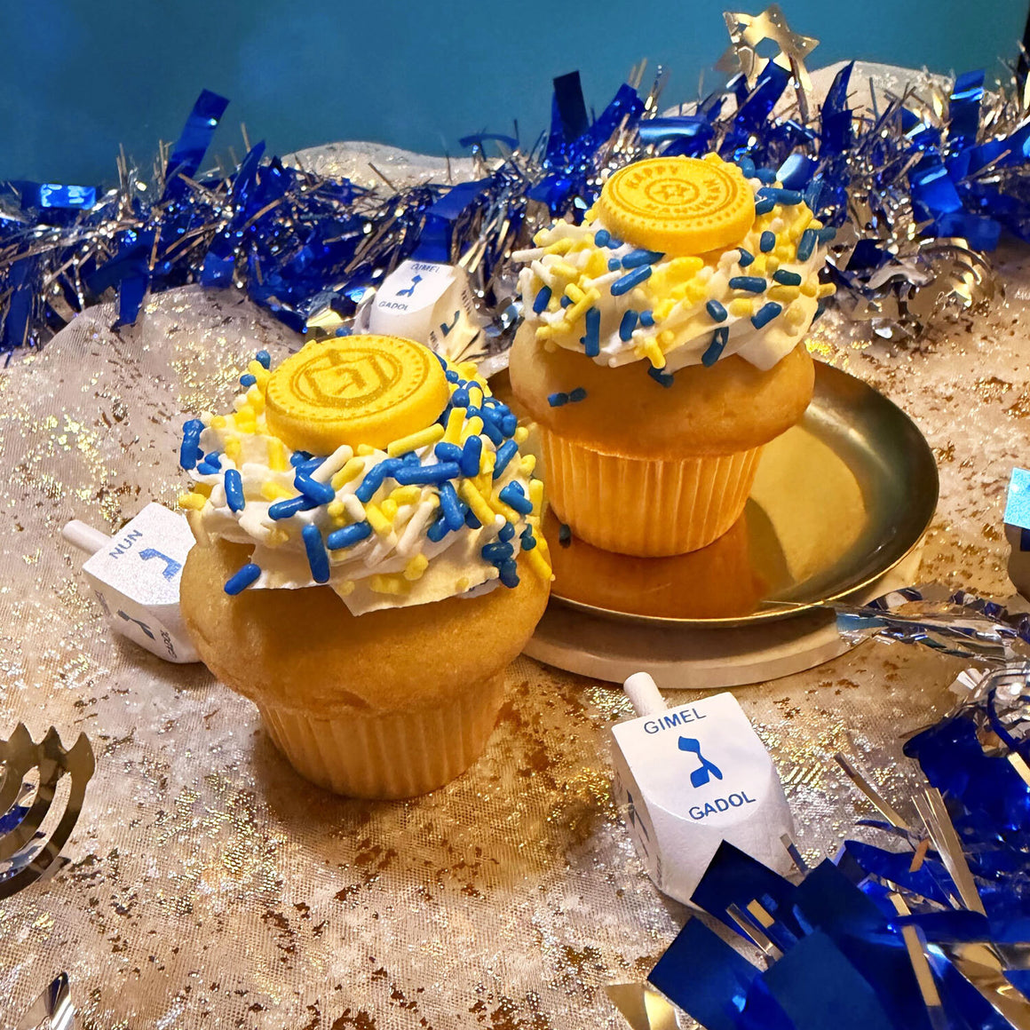 Vanilla Hanukkah Cupcake with Custom Cupcake Topper from Noe Valley Bakery