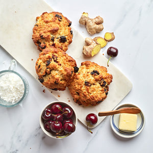 Cherry Ginger Coconut Scones