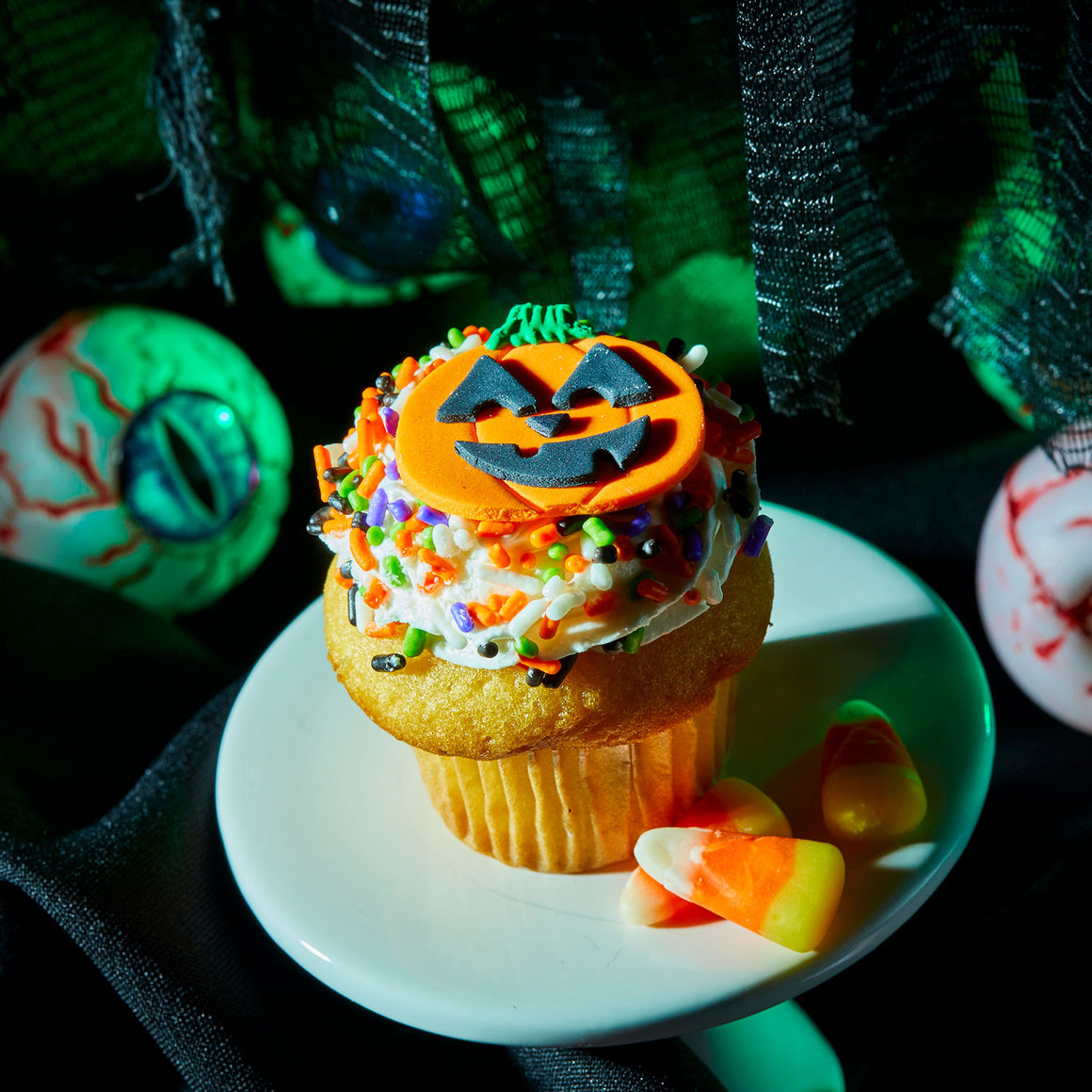 Vanilla Halloween Themed Cupcake